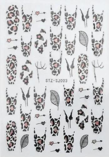 Nagelsticker - Aufkleber selbstklebend - Nail Sticker - Schwarz Rosegold Metallic Leo Muster